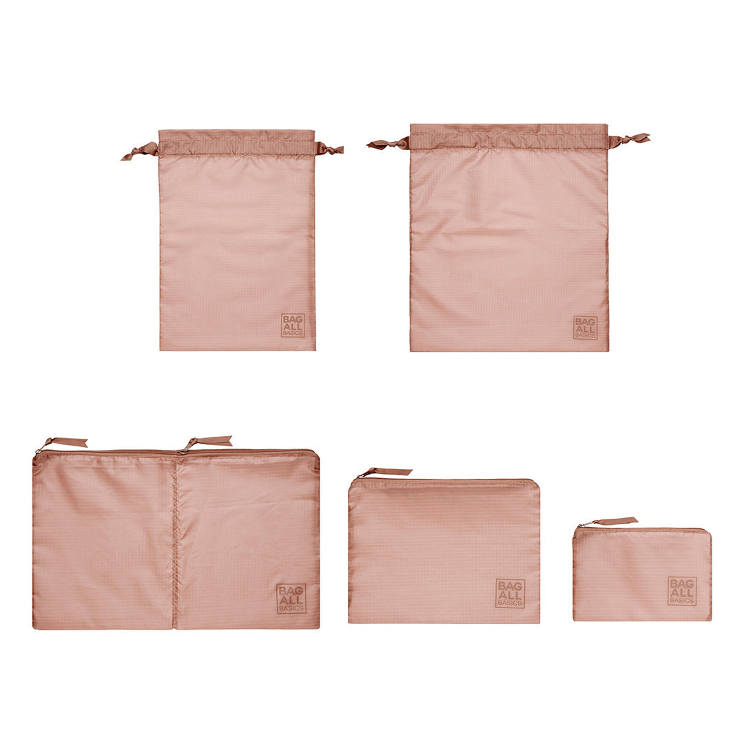 Packing Bags Set in Recycled Nylon, 5-pack, Pink/Blush - Concordia Style Boutique