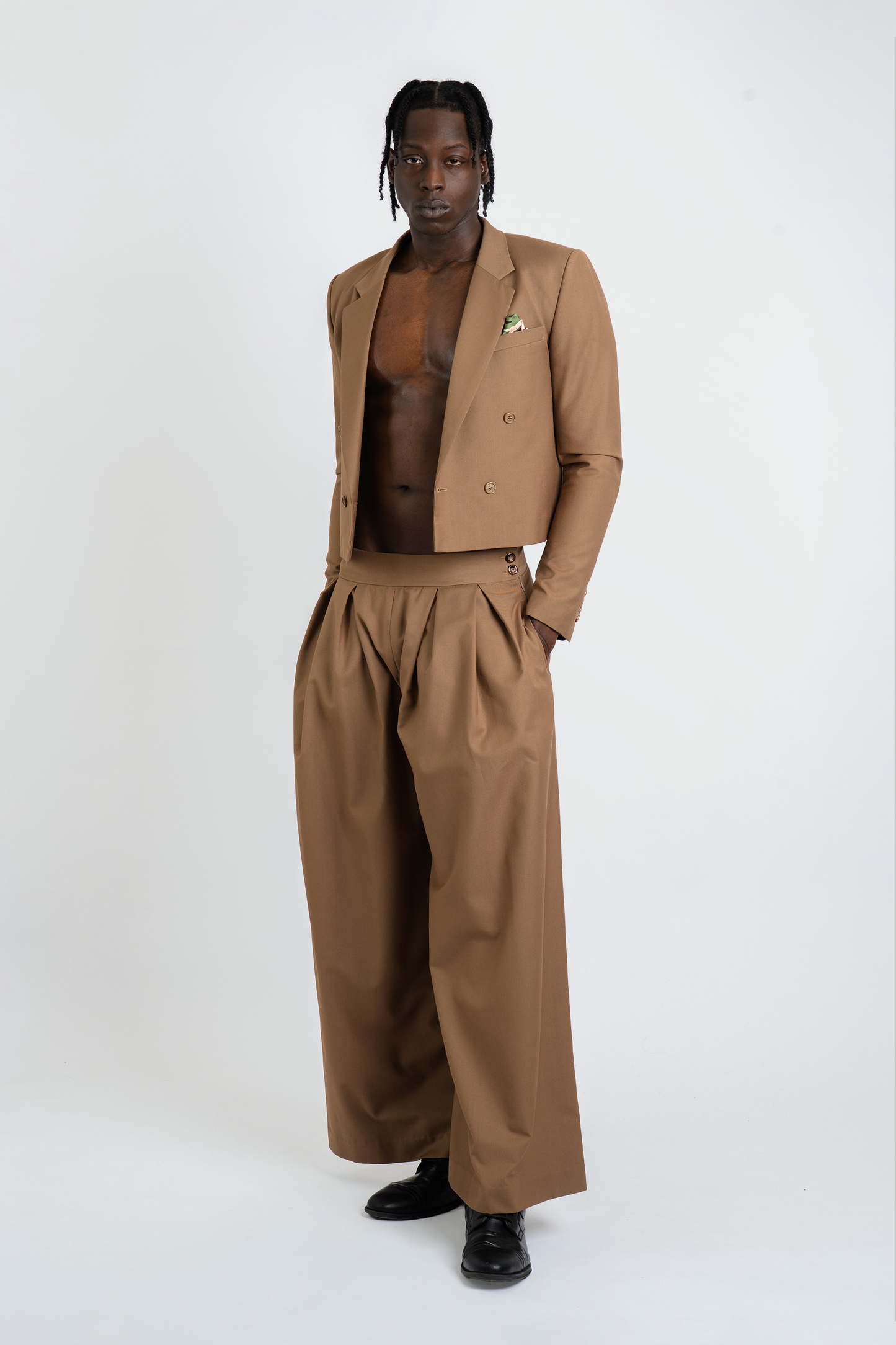 Bastien Tan Cropped Suit