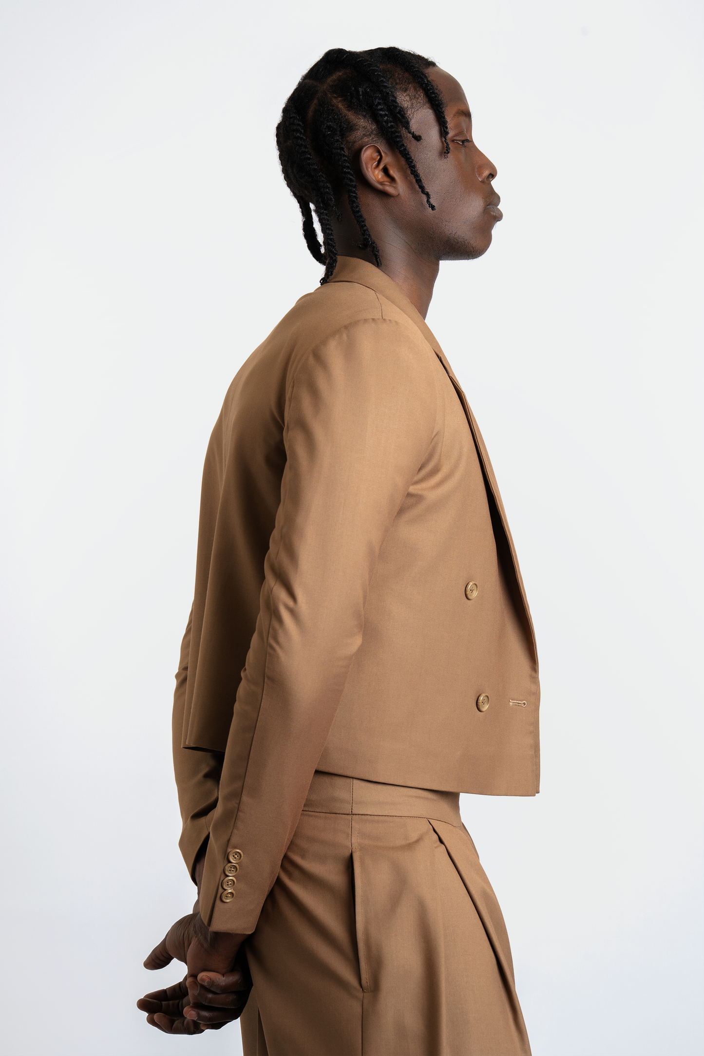 Bastien Tan Cropped Suit