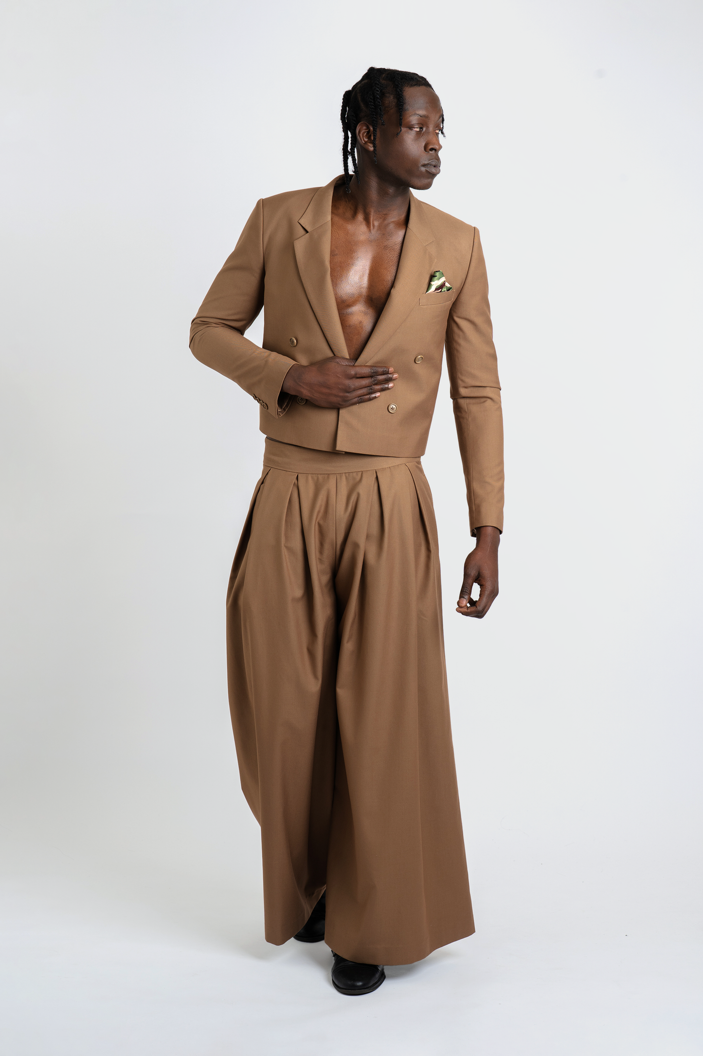 Bastien Tan Cropped Suit
