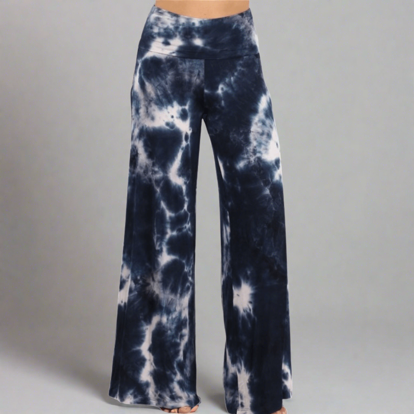 Beach and Lounge Navy Tie Dye Palazzo Pants Made in USA - Concordia Style Boutique