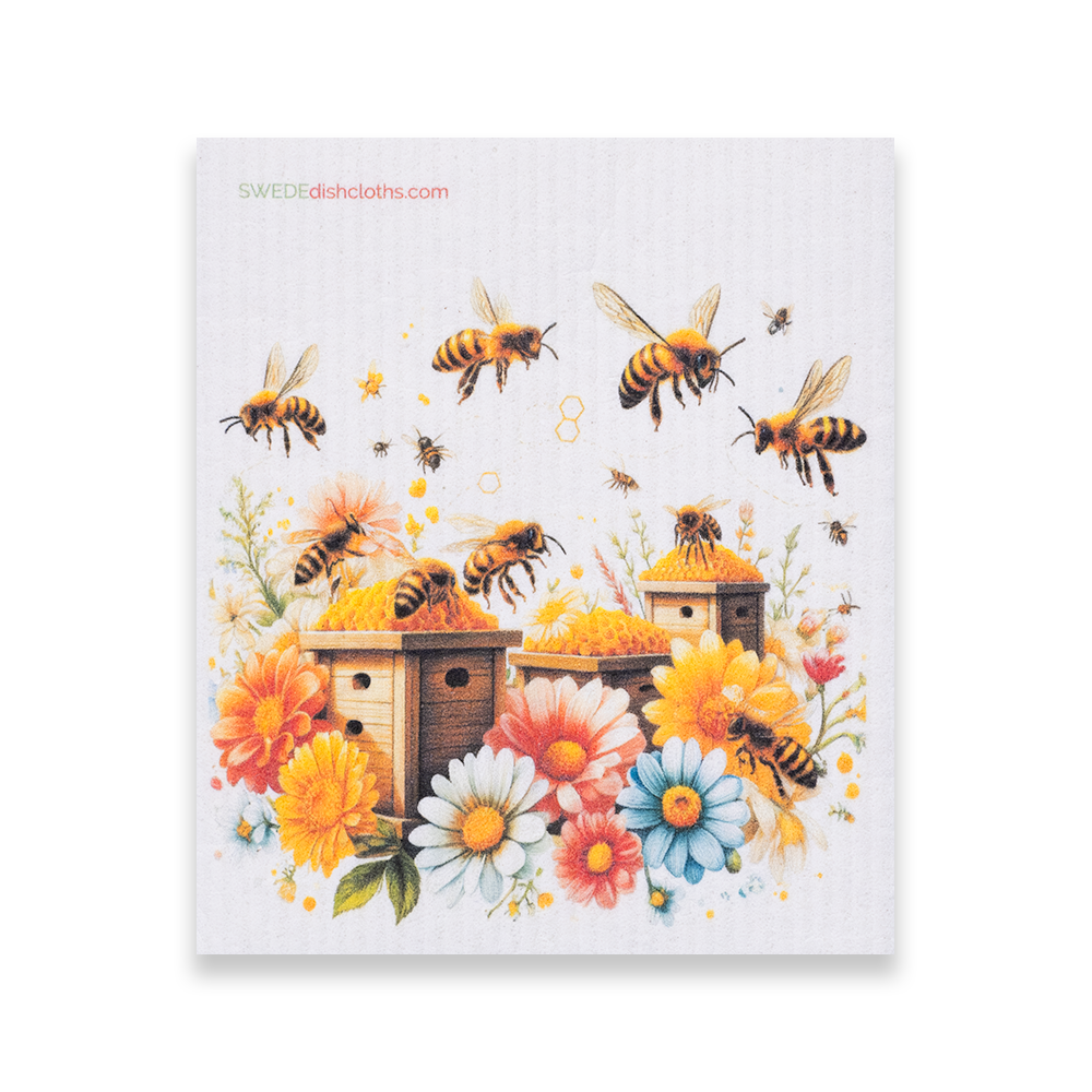 Eco-Friendly Swedish Dishcloths - Mixed Bees 2024 Set of 3 (Paper Towel Replacements, One of Each Design) - Concordia Style Boutique