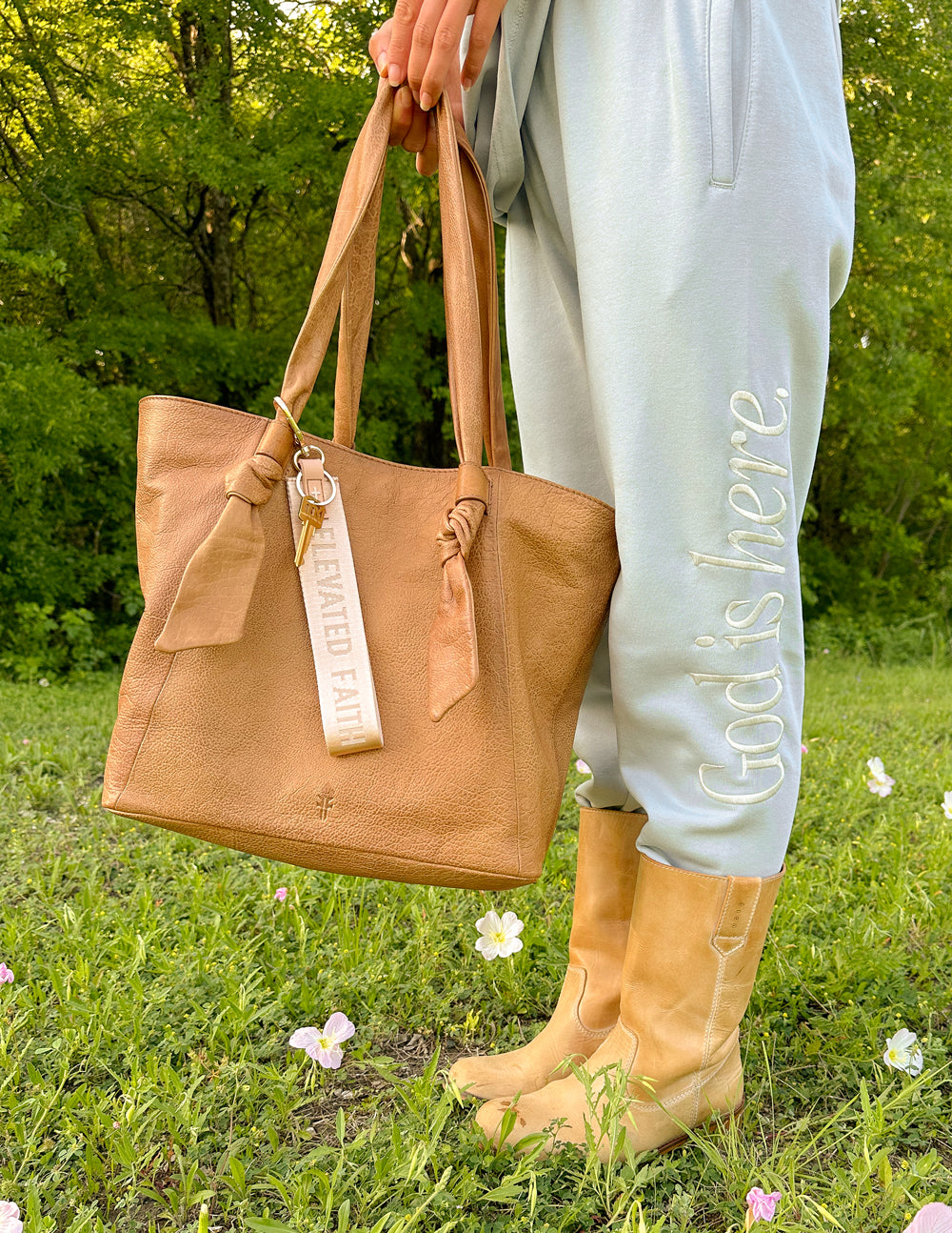 Beige Oversized Logo Keychain - Concordia Style Boutique