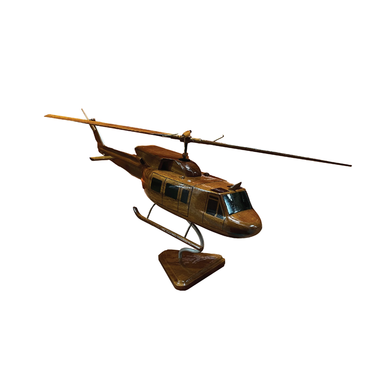 Bell 212 Mahogany Wood Desktop Helicopter Model