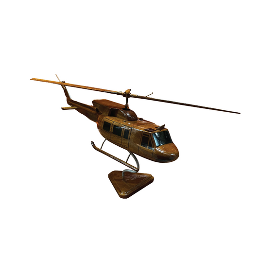 Bell 212 Mahogany Wood Desktop Helicopter Model