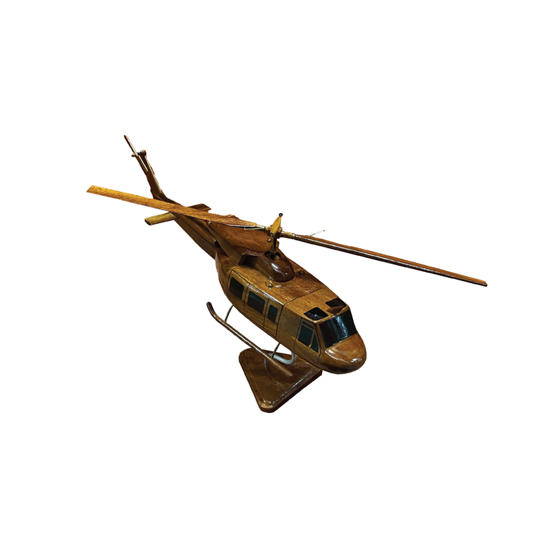 Bell 212 Mahogany Wood Desktop Helicopter Model