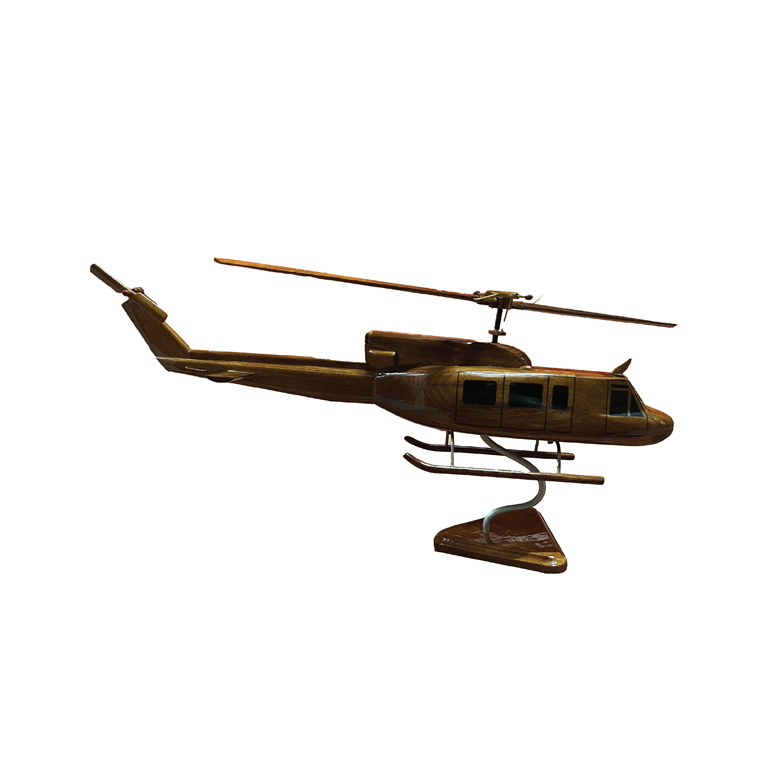 Bell 212 Mahogany Wood Desktop Helicopter Model