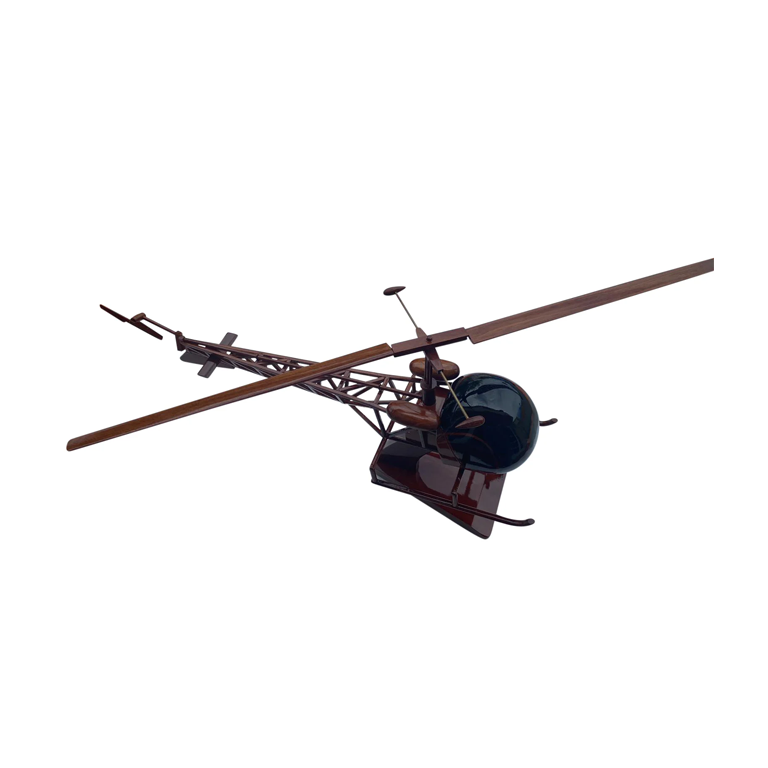 Bell 47 Mahogany Wood Desktop Helicopter Model