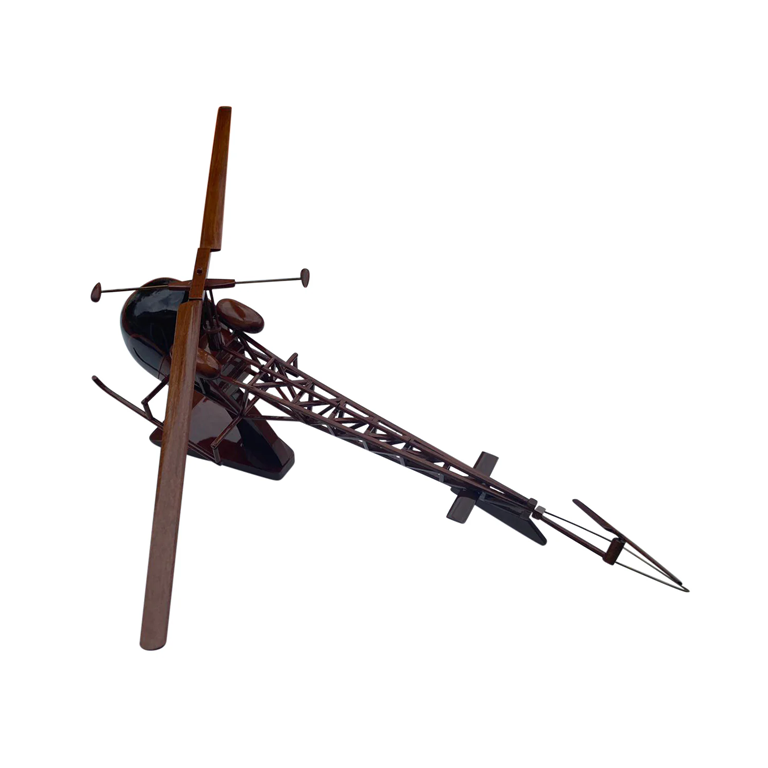 Bell 47 Mahogany Wood Desktop Helicopter Model