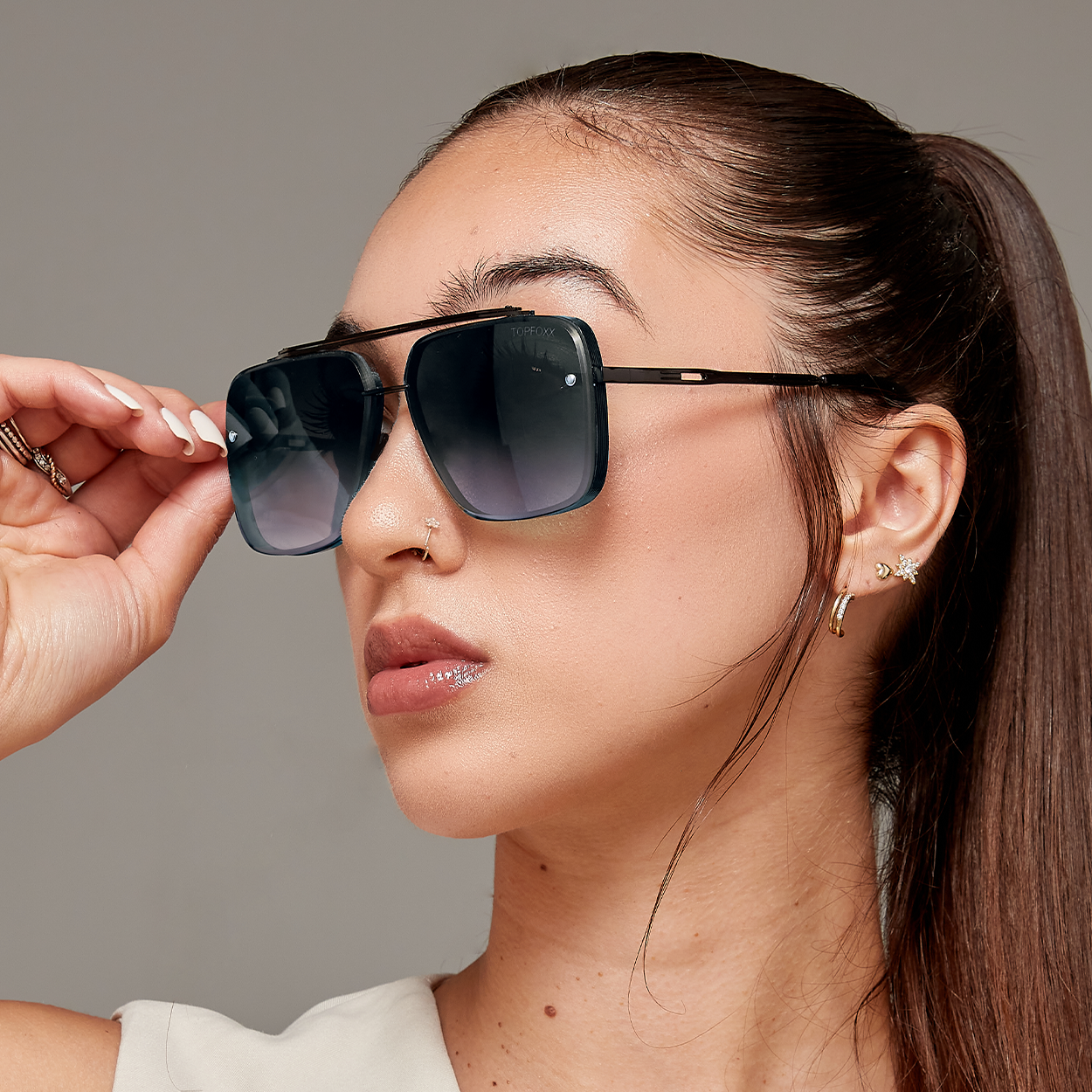 Bella Midnight - Tangle Free Aviator Sunglasses - Concordia Style Boutique