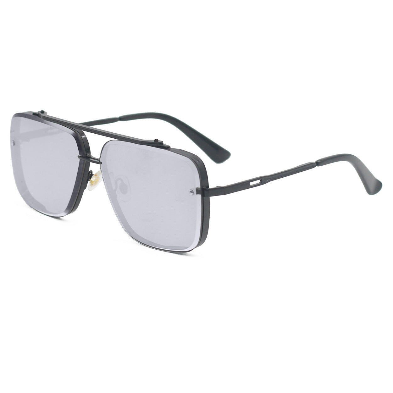 Bella - Chrome Black Oversized Squared Aviators - Concordia Style Boutique