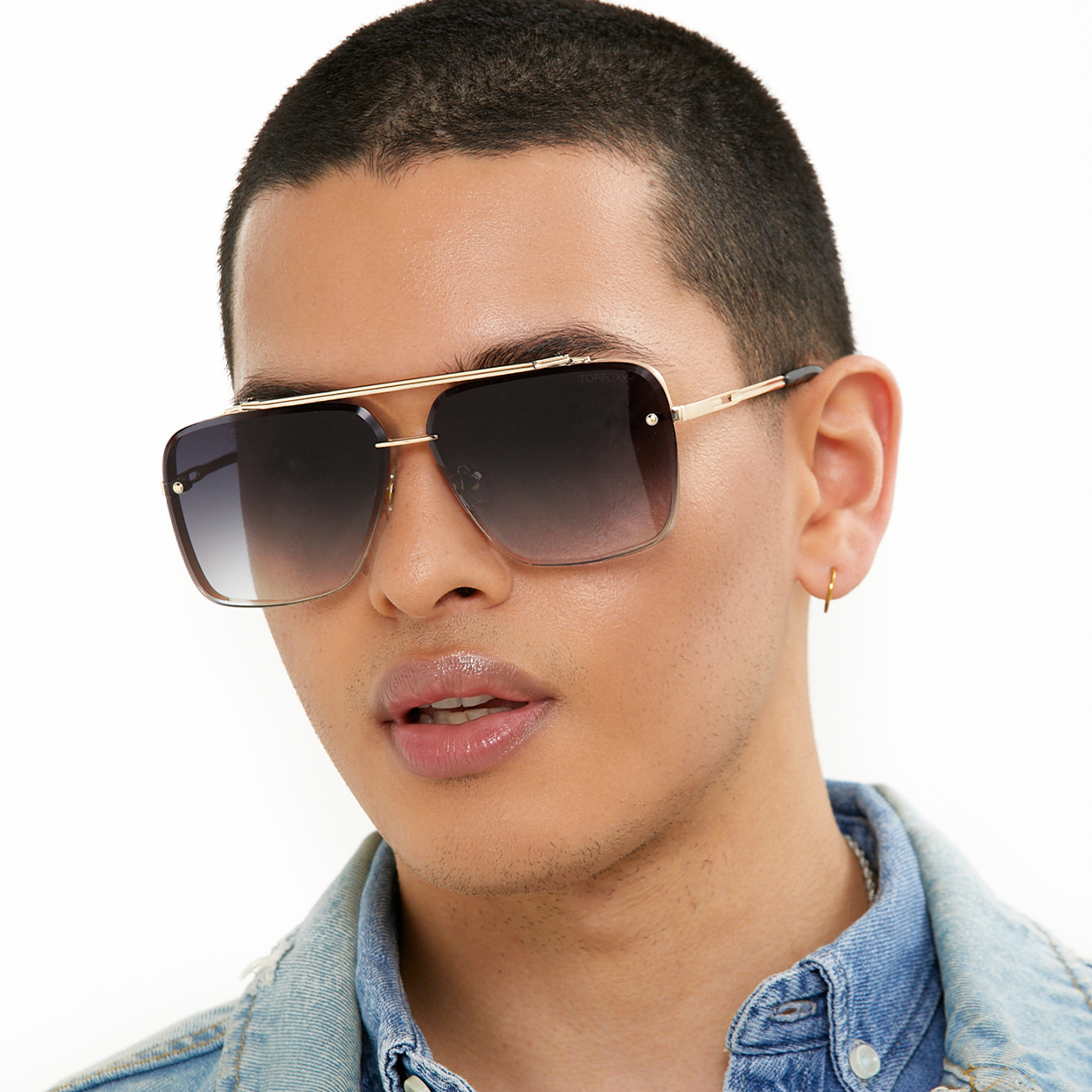 Bella - Midnight Gold Oversized Squared Aviators - Concordia Style Boutique