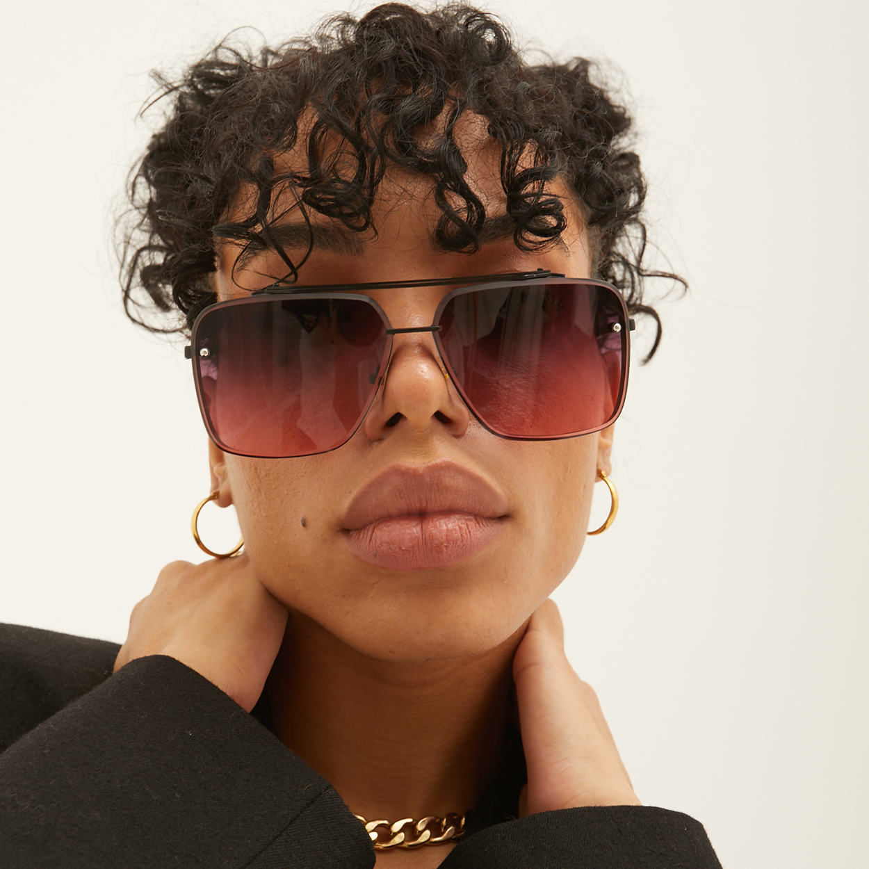 Bella - Ruby Oversized Squared Aviators - Concordia Style Boutique