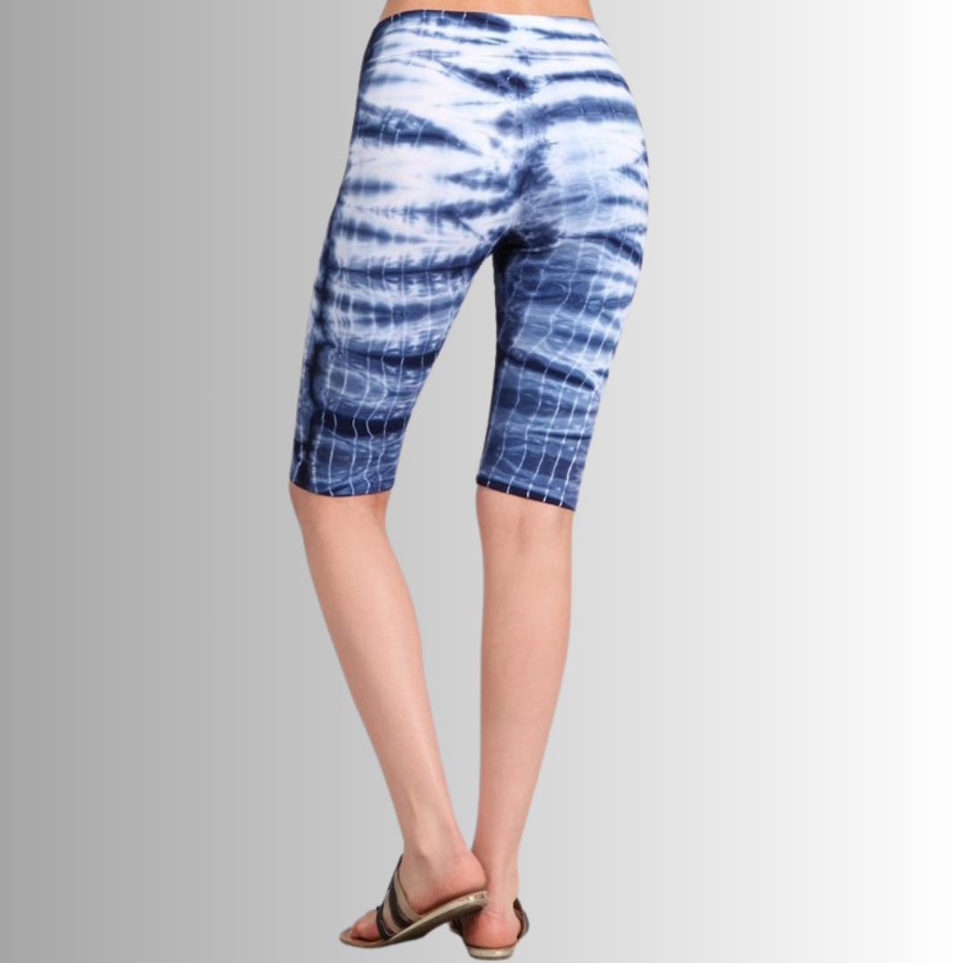 Longer Length Tie Dye Biker Shorts in Navy - Concordia Style Boutique
