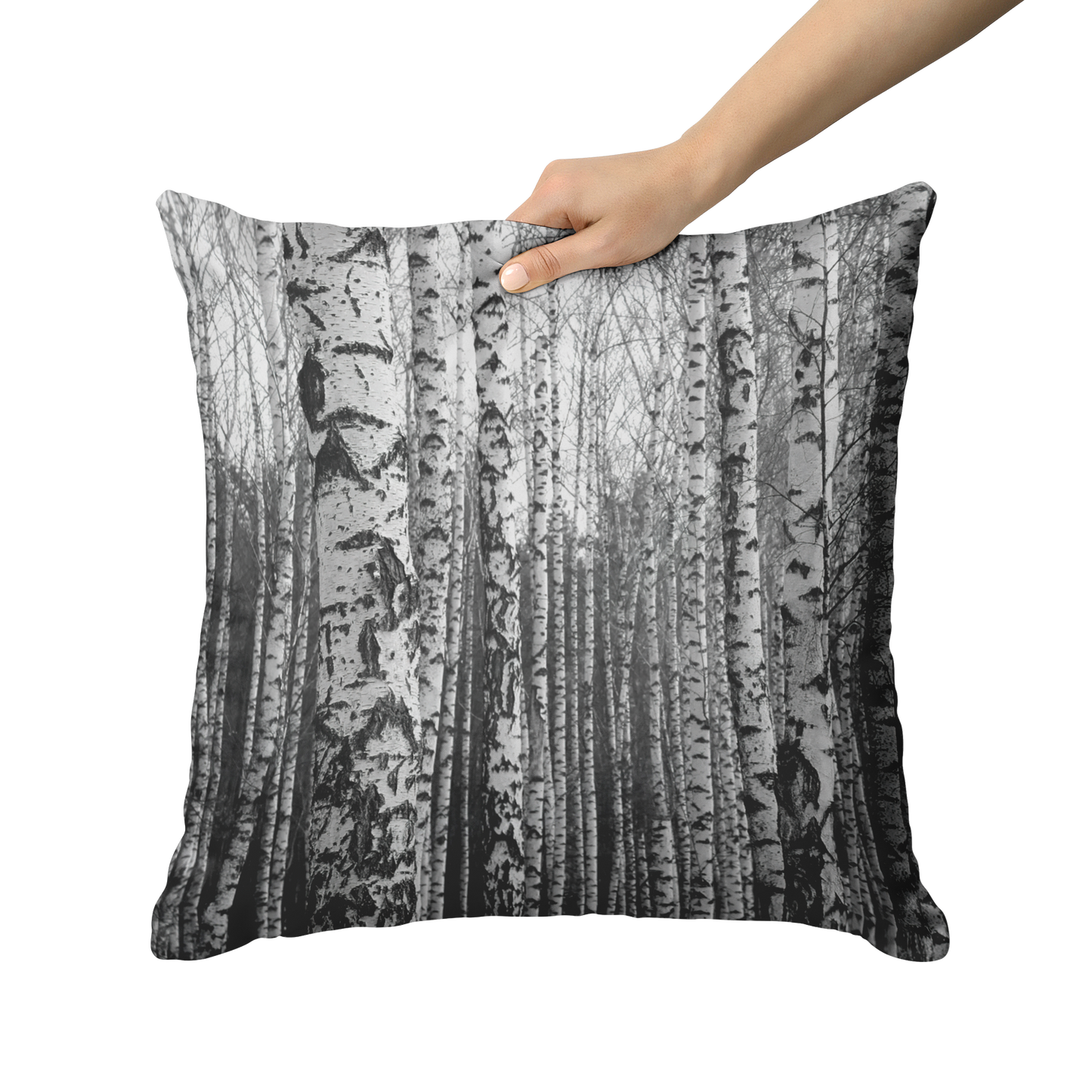"Birch Trees in Winter" Throw Pillow