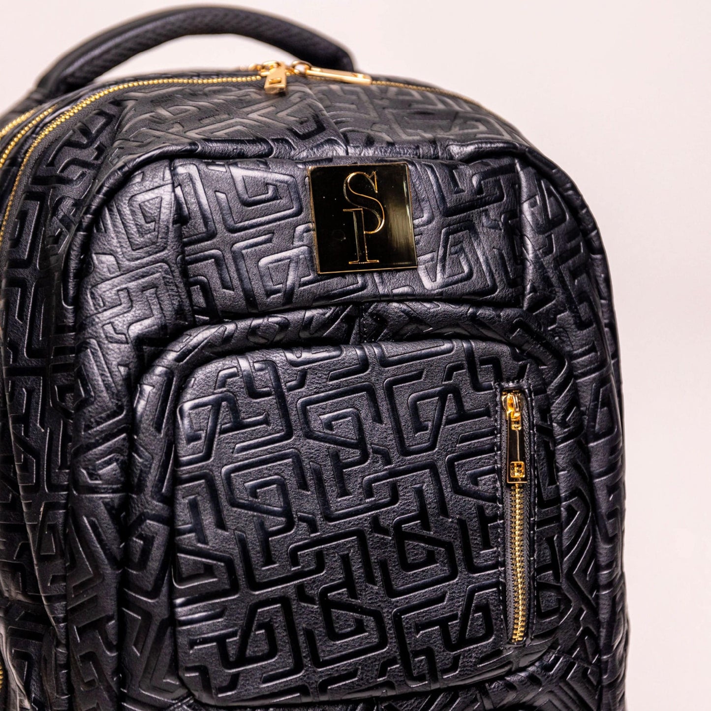 Black Monogram Leather Patented Carry-On Backpack