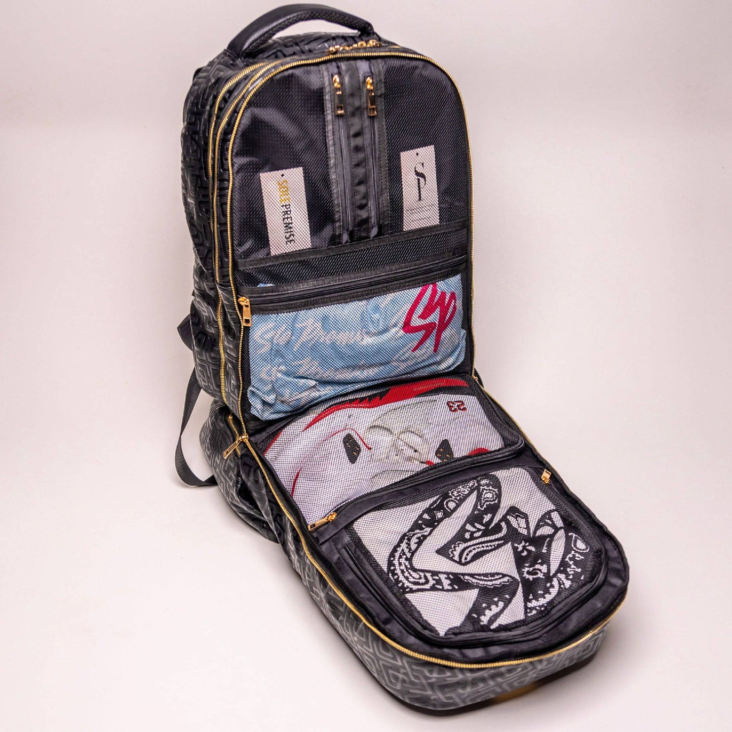 Black Monogram Leather Patented Carry-On Backpack