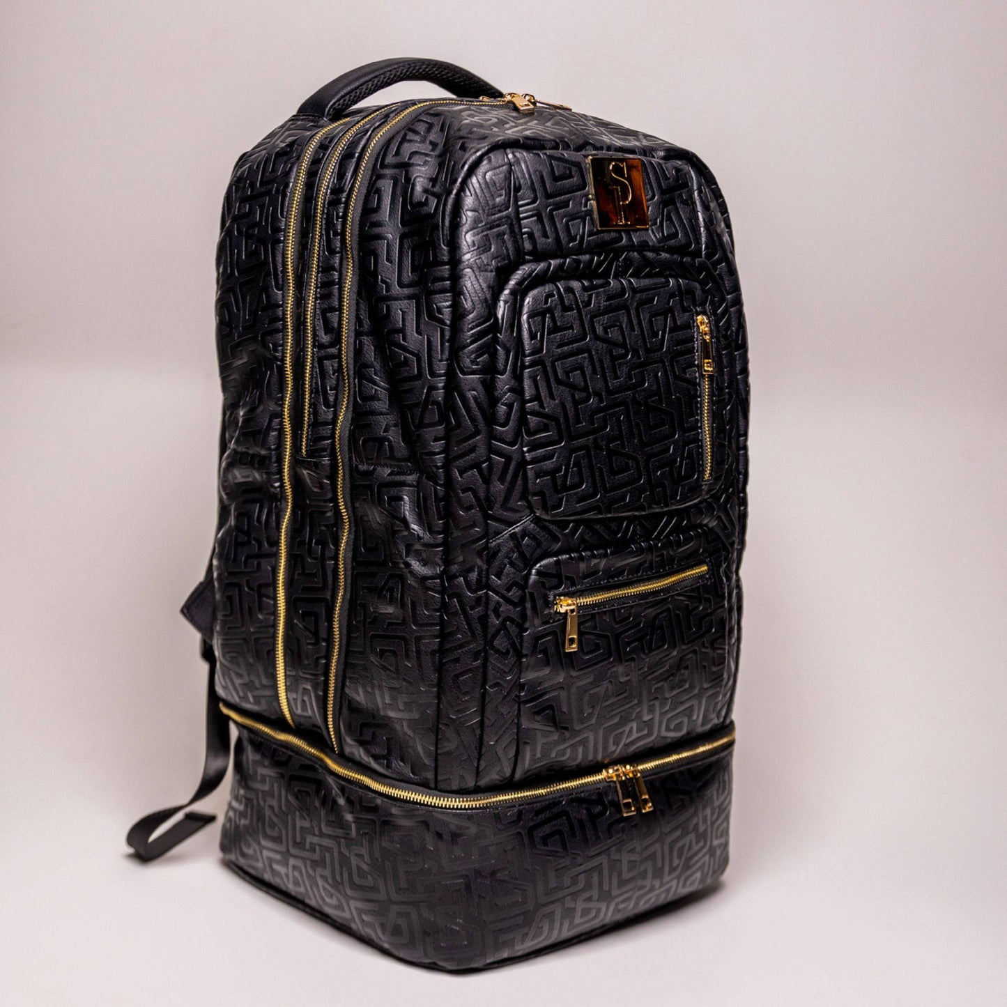 Black Monogram Leather Patented Carry-On Backpack
