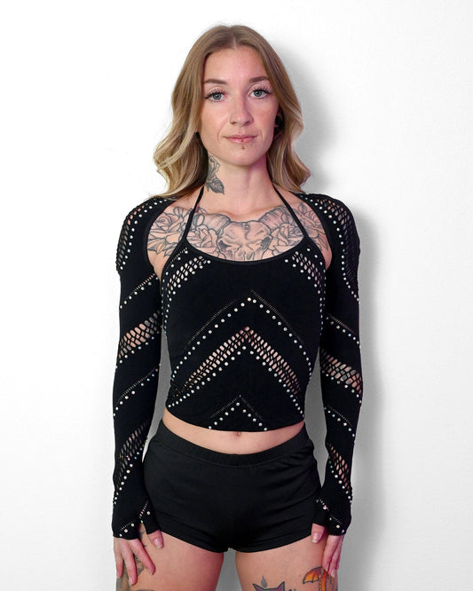 Black Halter Bolero Set