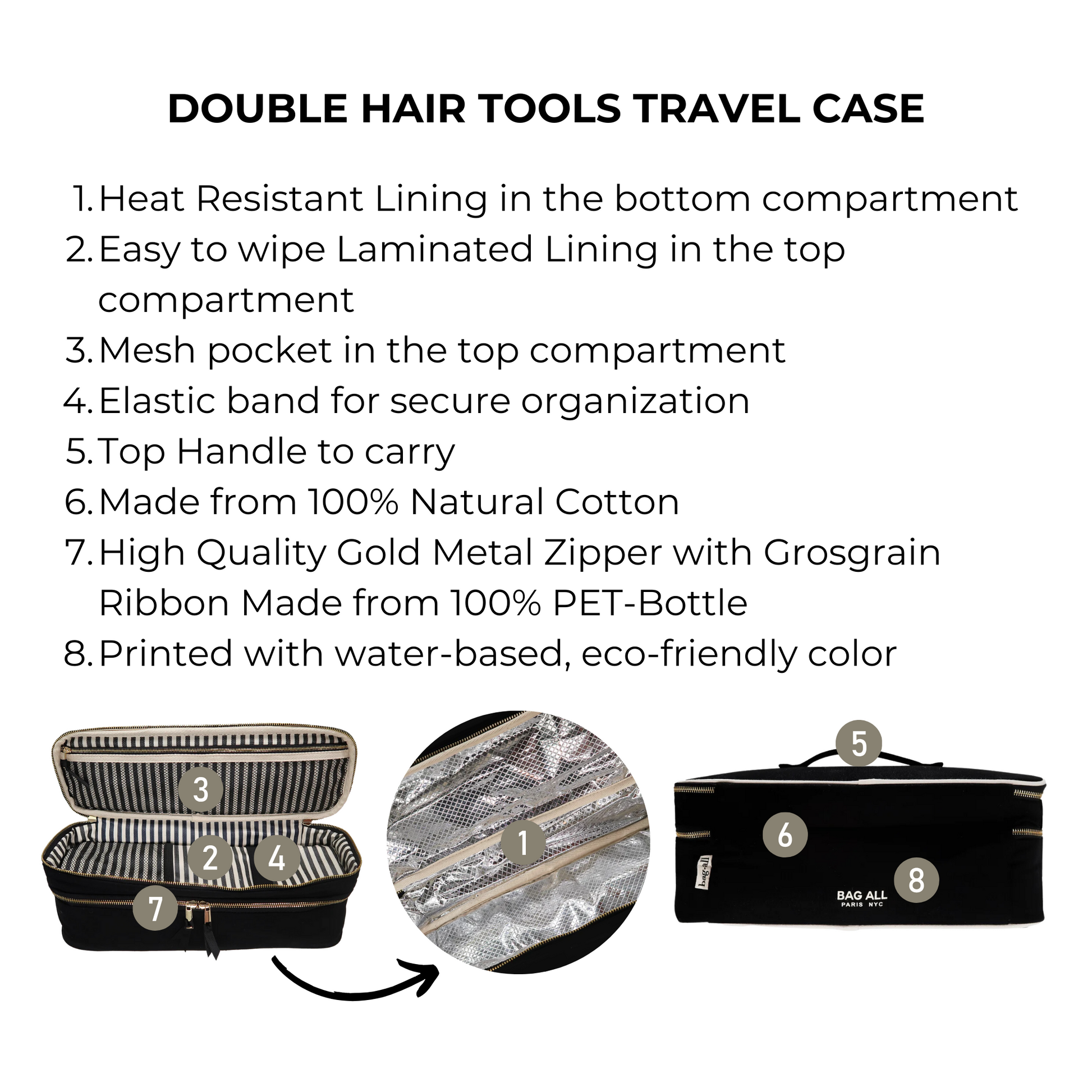 Double Hair Tools Travel Case, Black - Concordia Style Boutique
