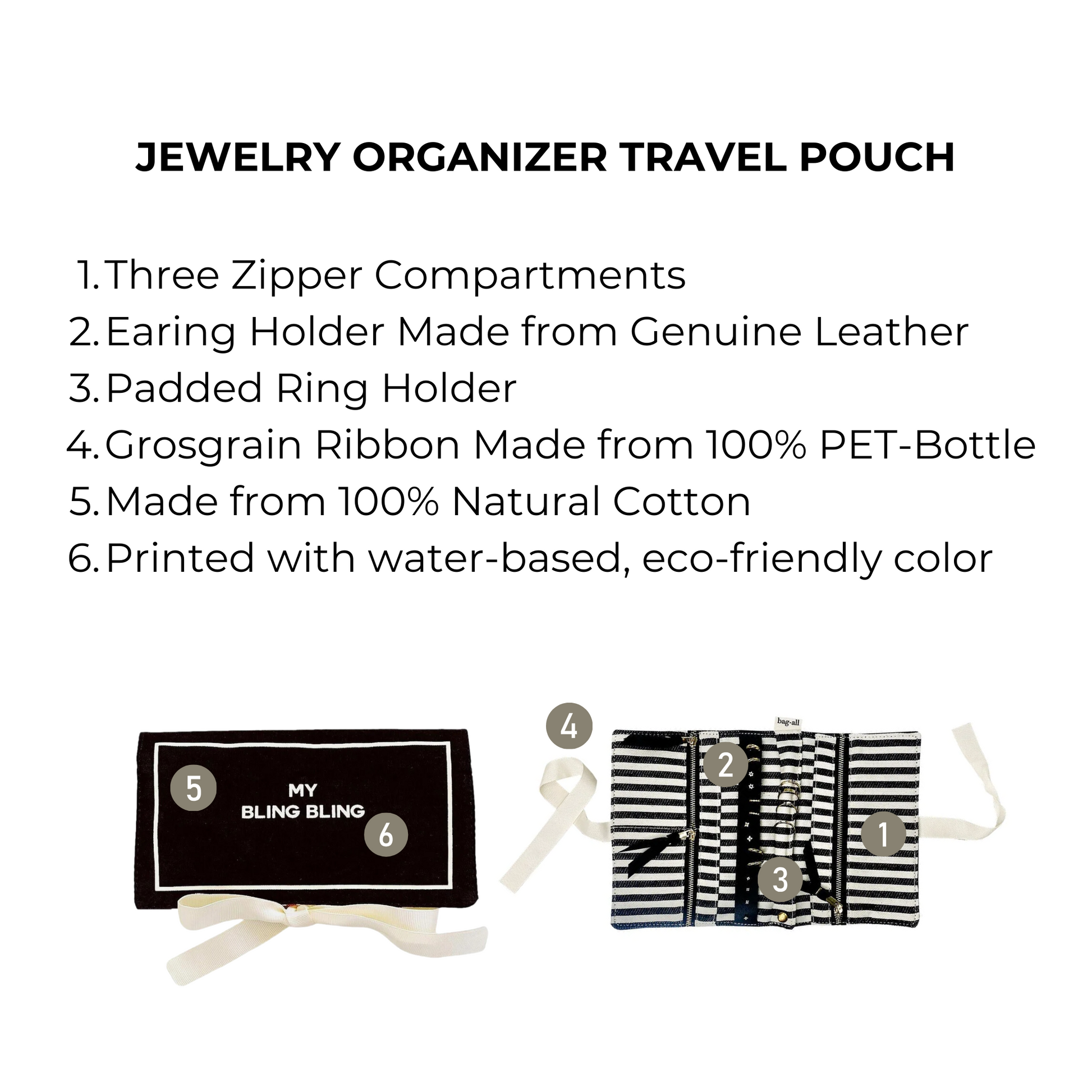 Jewelry Organizer, Travel Pouch, Black - Concordia Style Boutique