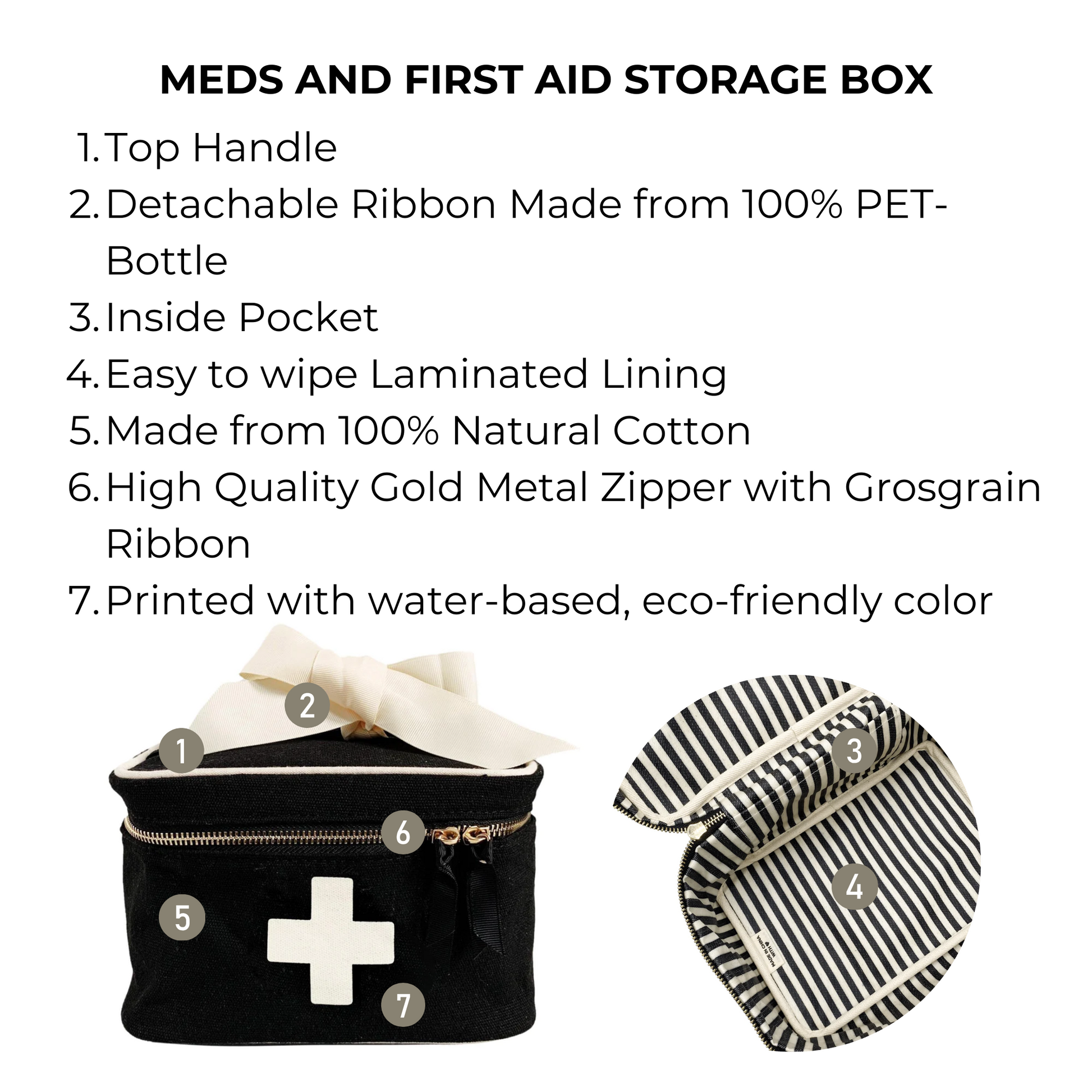 Meds and First Aid Storage Box, Black - Concordia Style Boutique