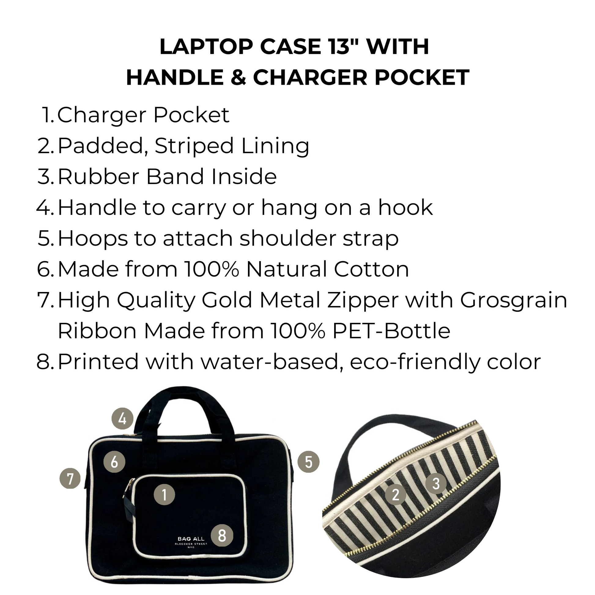 Laptop Case 13", Handle & Charger Pocket, Black - Premium 5620 - Luggage & Bags > Luggage Accessories > Packing Organizers from Bag-all - Just $53! Shop now at Concordia Style Boutique
