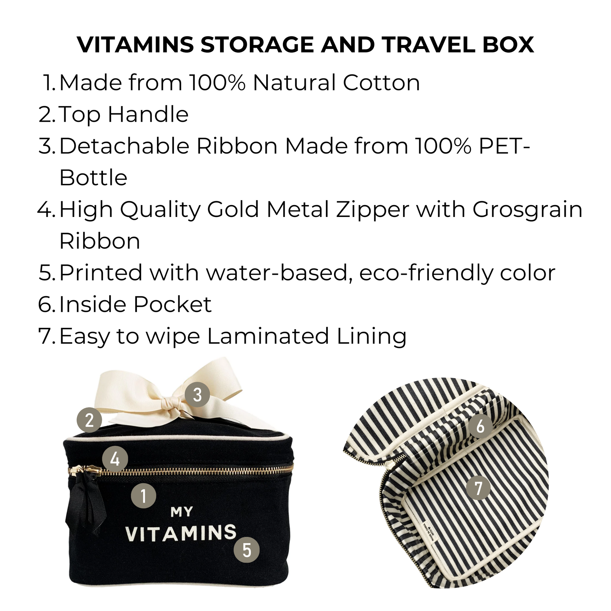 Vitamins Storage and Travel Box, Black - Concordia Style Boutique