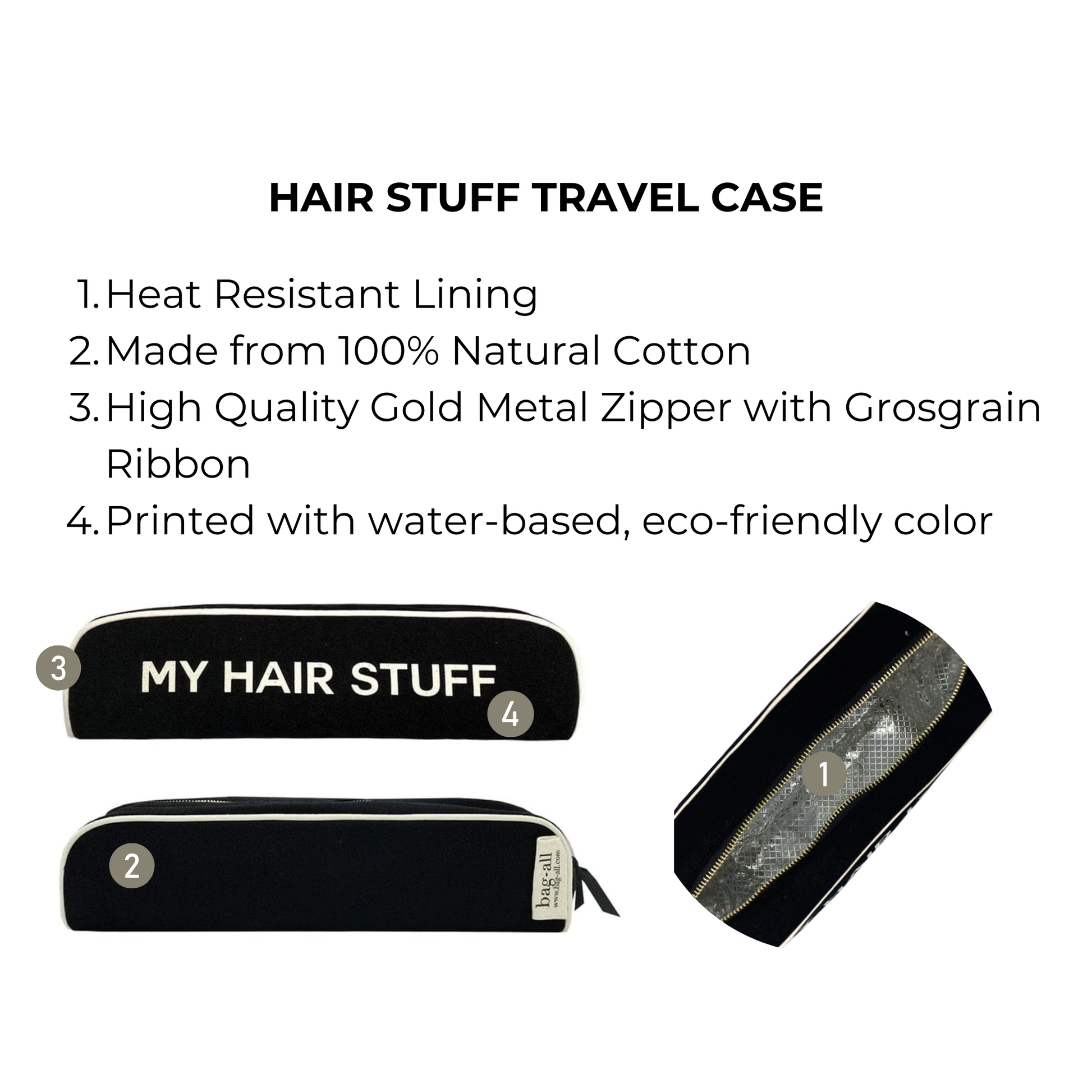 Hair Stuff Travel Case, Black - Concordia Style Boutique