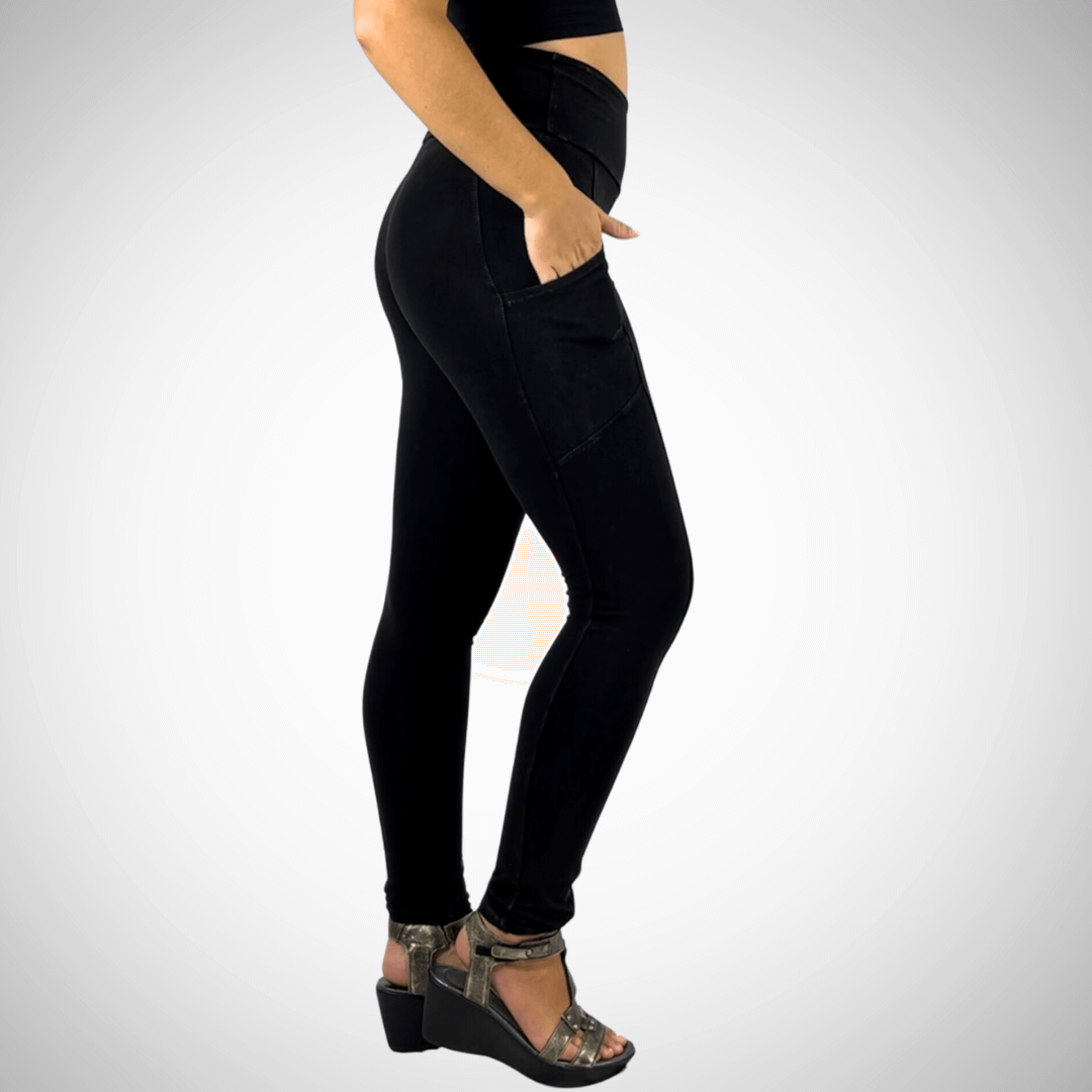 A Perfect Fit Mineral Washed Pocket Leggings Made in USA - Concordia Style Boutique