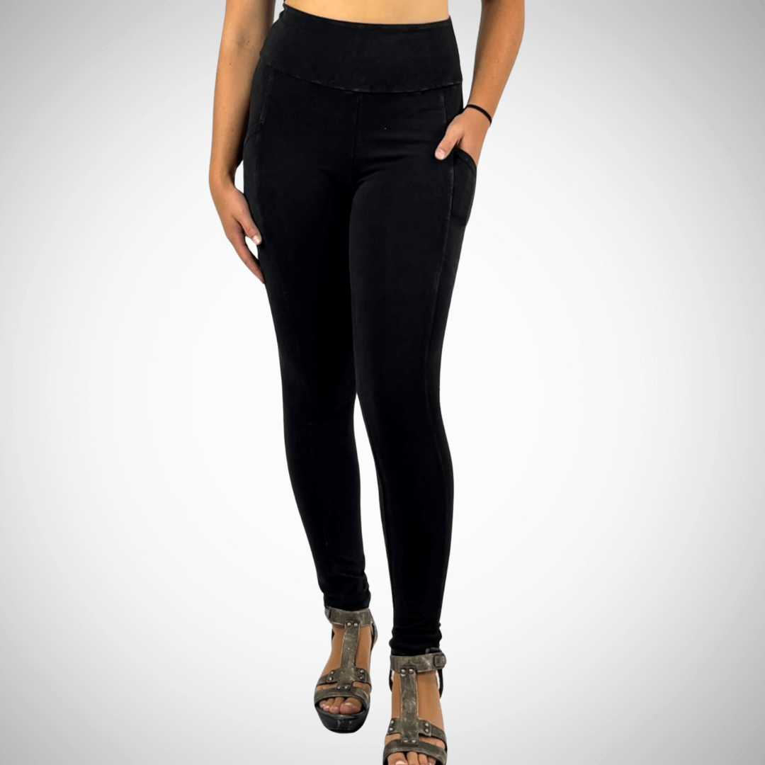 A Perfect Fit Mineral Washed Pocket Leggings Made in USA - Concordia Style Boutique