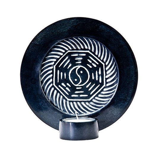 Black Soapstone Yin Yang Candle Burner - Concordia Style Boutique