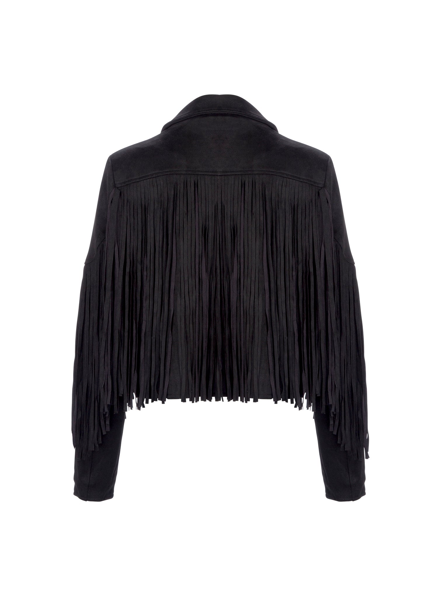Black Faux Suede Moto Jacket with Fringe - Concordia Style Boutique