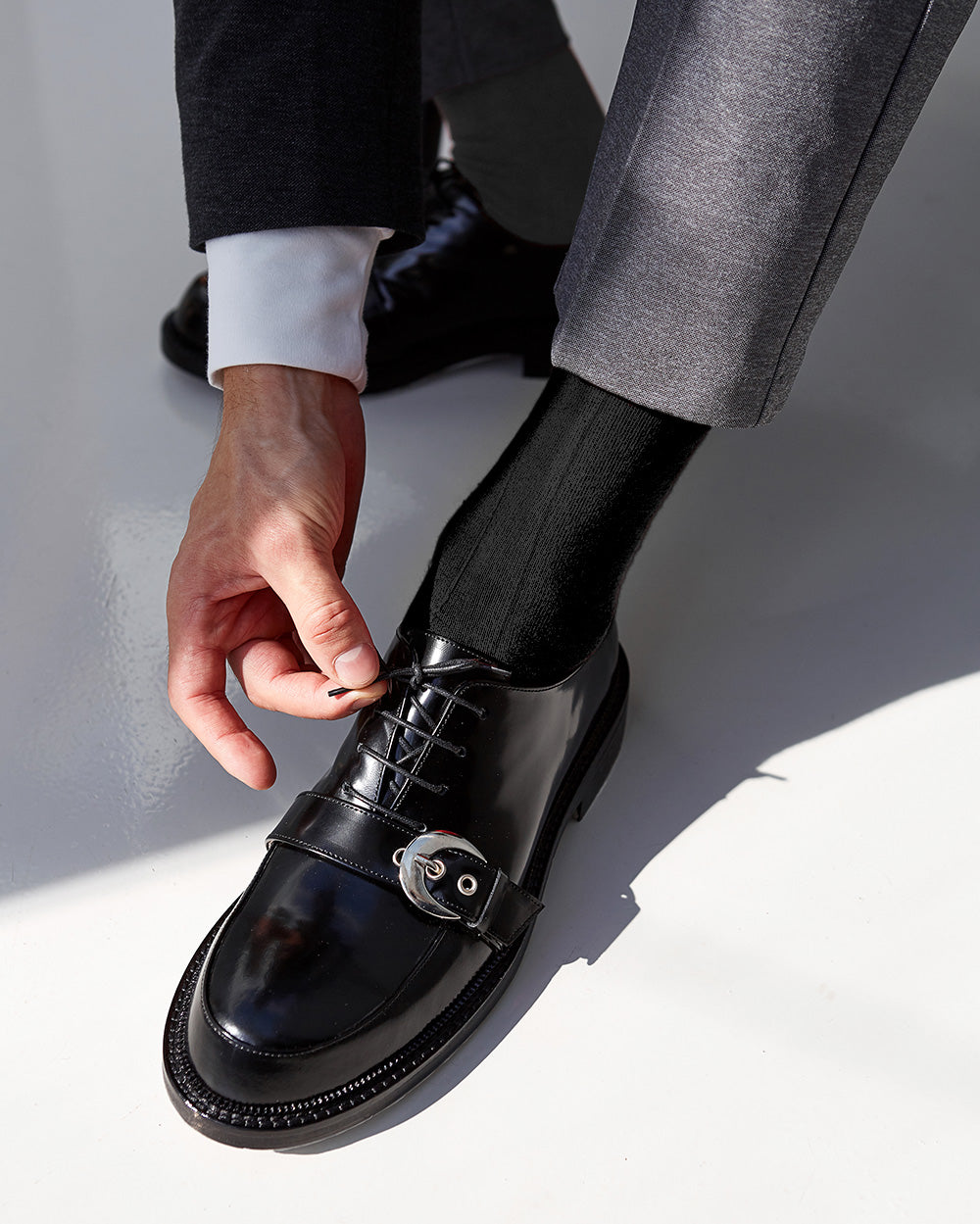 Vittorio Farina Men's Ribbed Shear Nylon Over The Calf Dress Socks