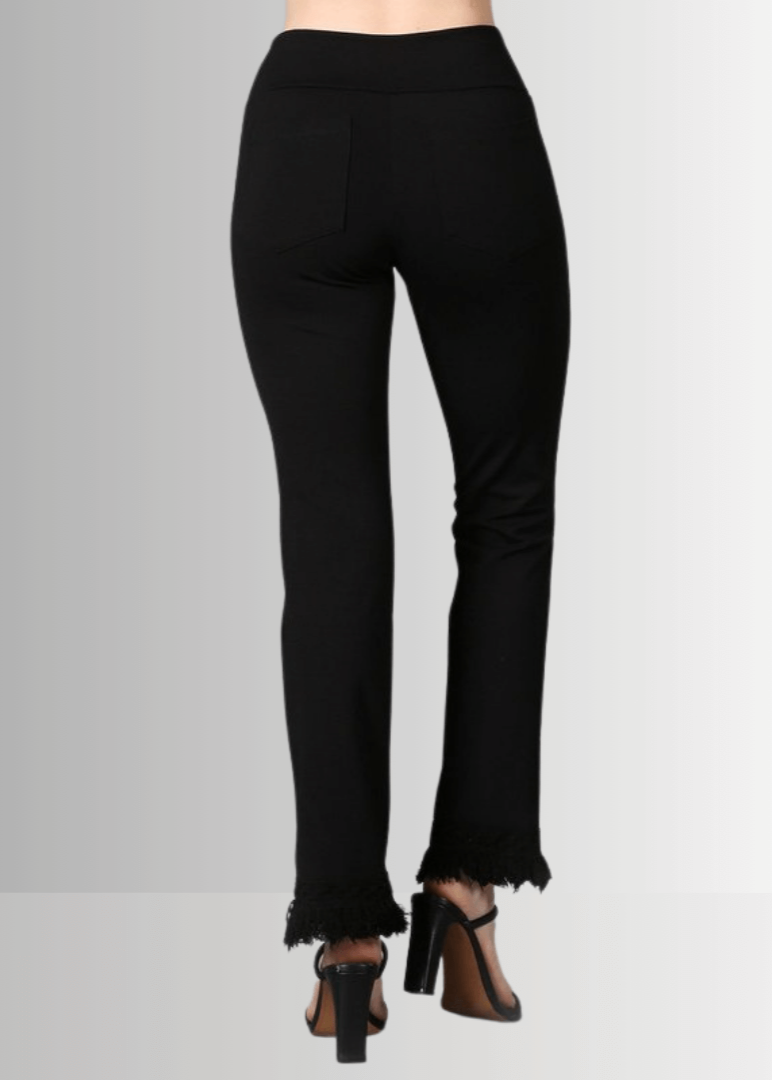 Black Plus Size Crochet Fringe Hem Pants - Concordia Style Boutique