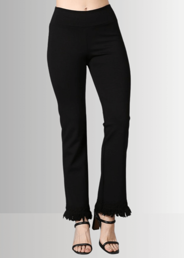 Black Plus Size Crochet Fringe Hem Pants - Concordia Style Boutique