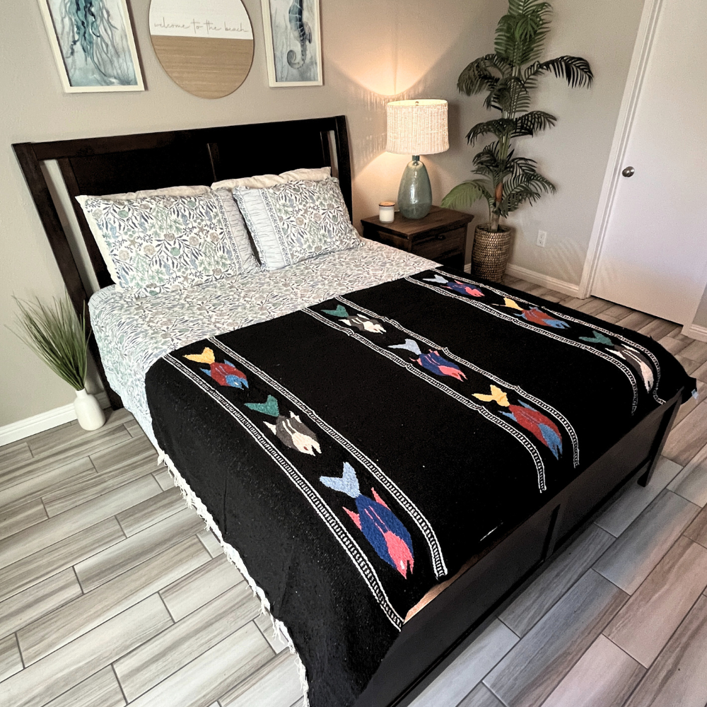Black Baja Fish Yoga Blanket - Concordia Style Boutique