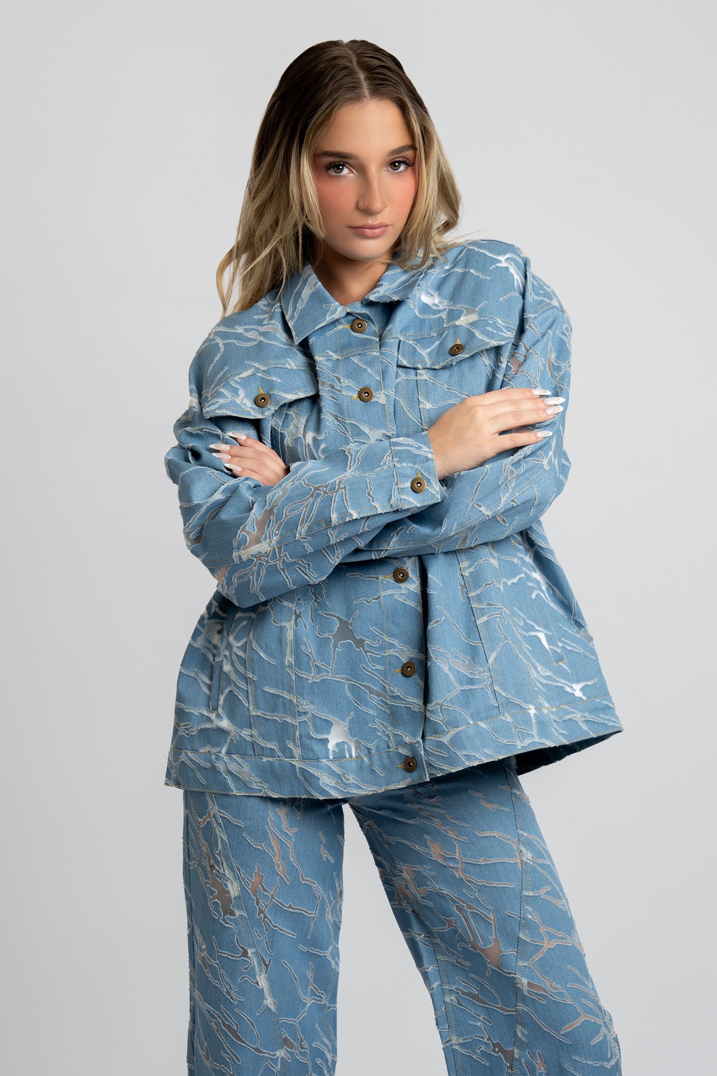 Blair Transparent Marbled Denim Jacket