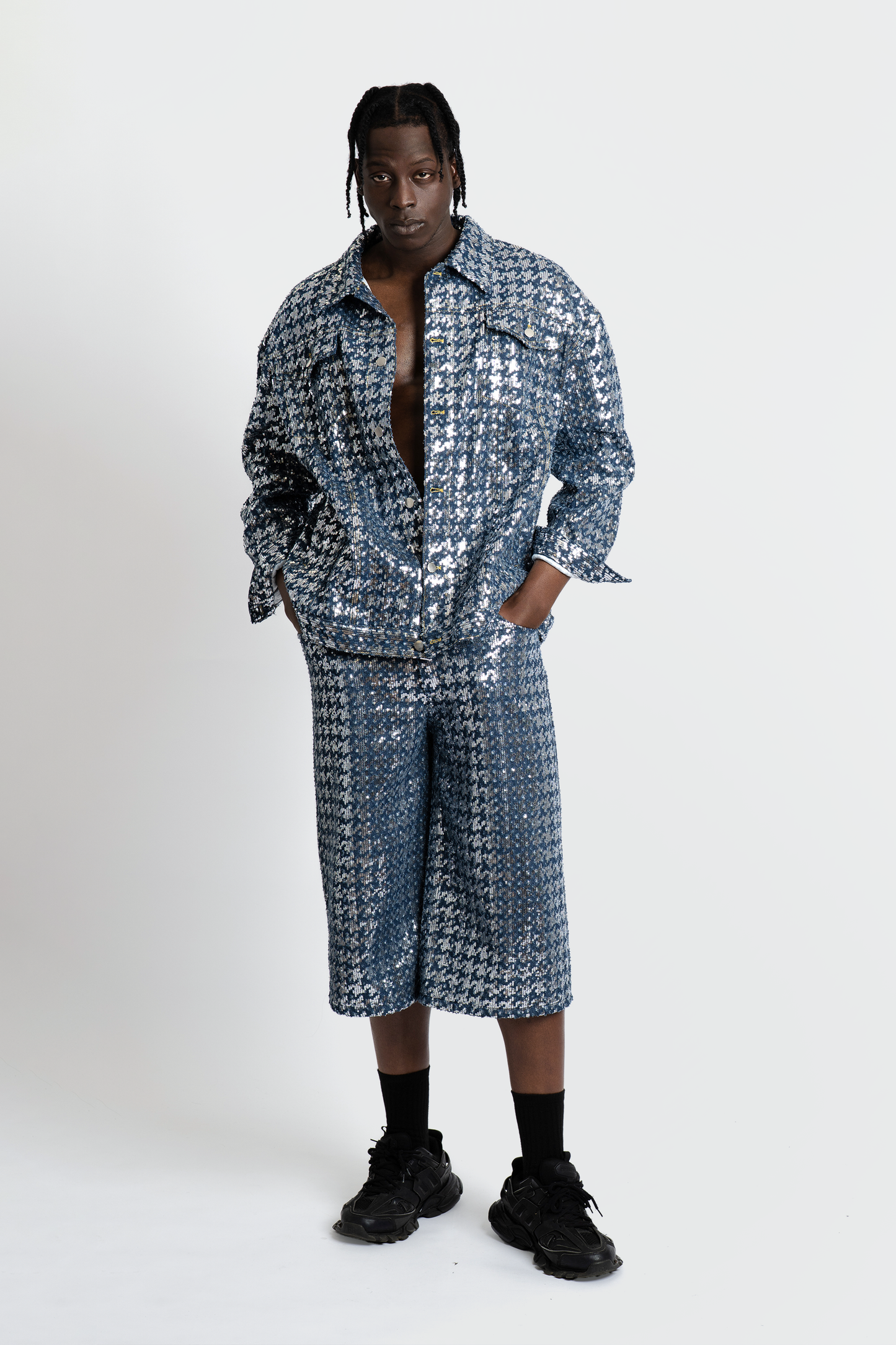 Bleu Sparked Denim Shorts