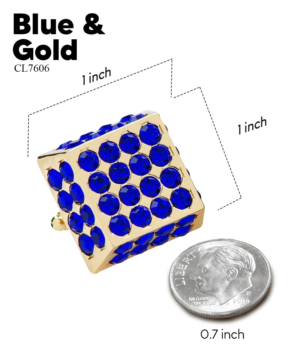 Vittorio Vico Men's Large Square Studded Colored Crystal Cufflinks: CL76XX Series - Concordia Style Boutique