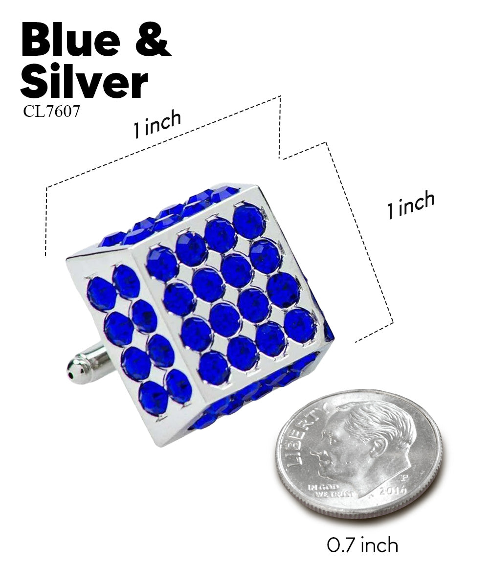 Vittorio Vico Men's Large Square Studded Colored Crystal Cufflinks: CL76XX Series - Concordia Style Boutique