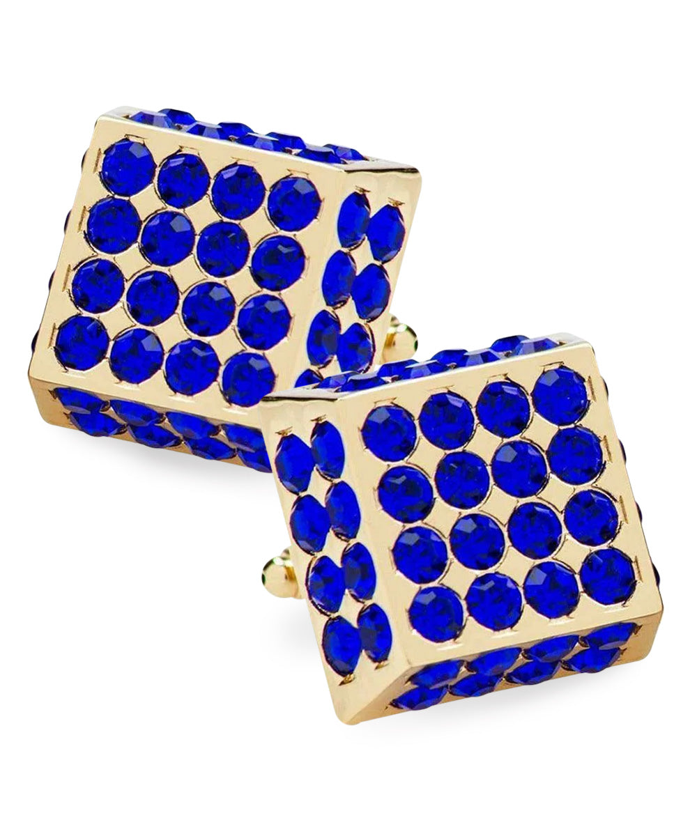 Vittorio Vico Men's Large Square Studded Colored Crystal Cufflinks: CL76XX Series - Concordia Style Boutique