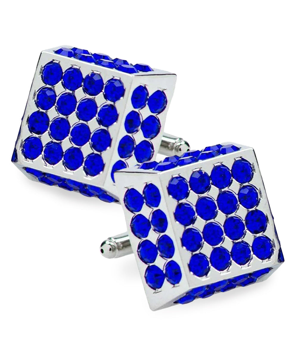 Vittorio Vico Men's Large Square Studded Colored Crystal Cufflinks: CL76XX Series - Concordia Style Boutique