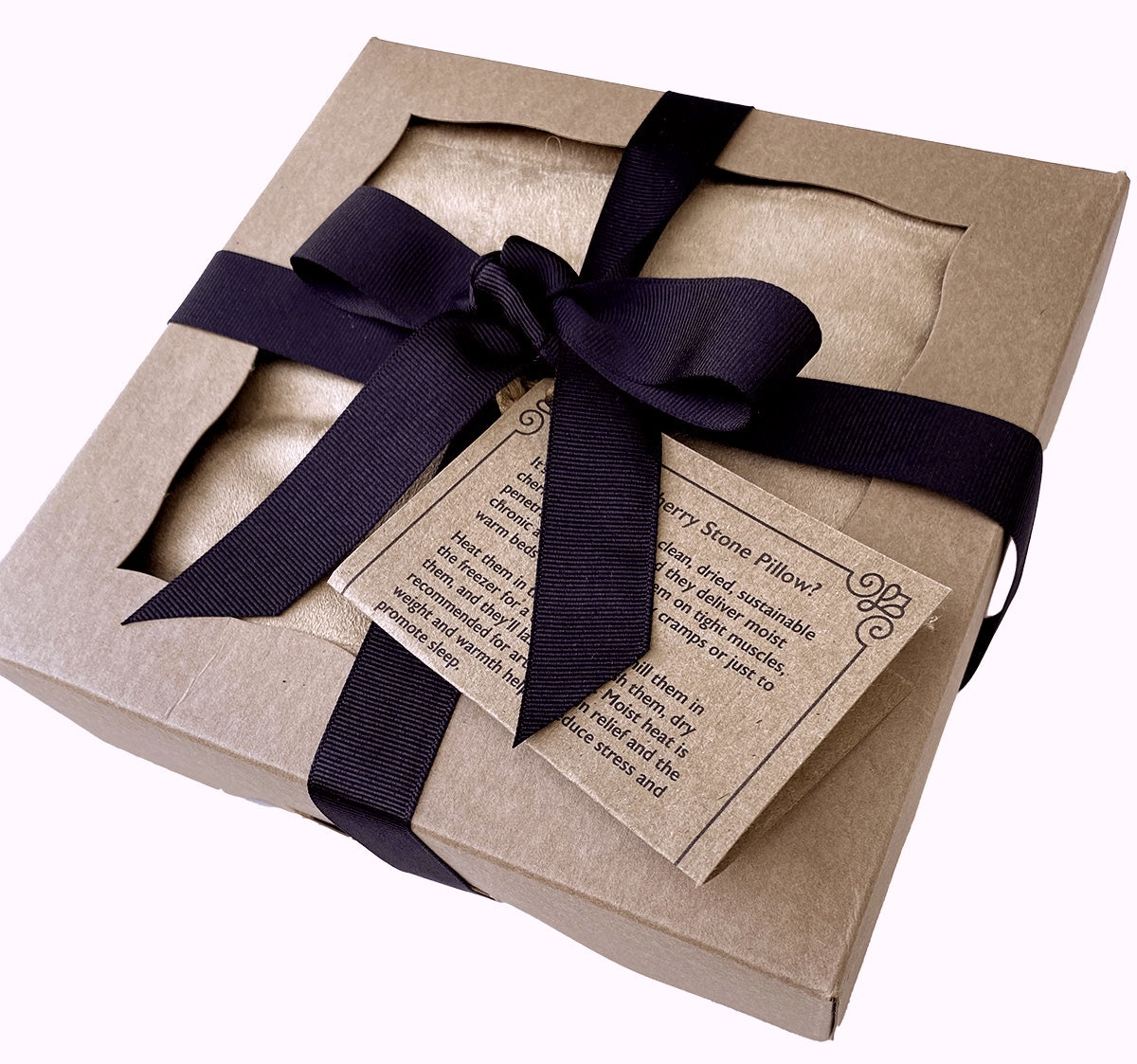 Triple Square Cherry Stone Pillow in Tan Ultra-Suede