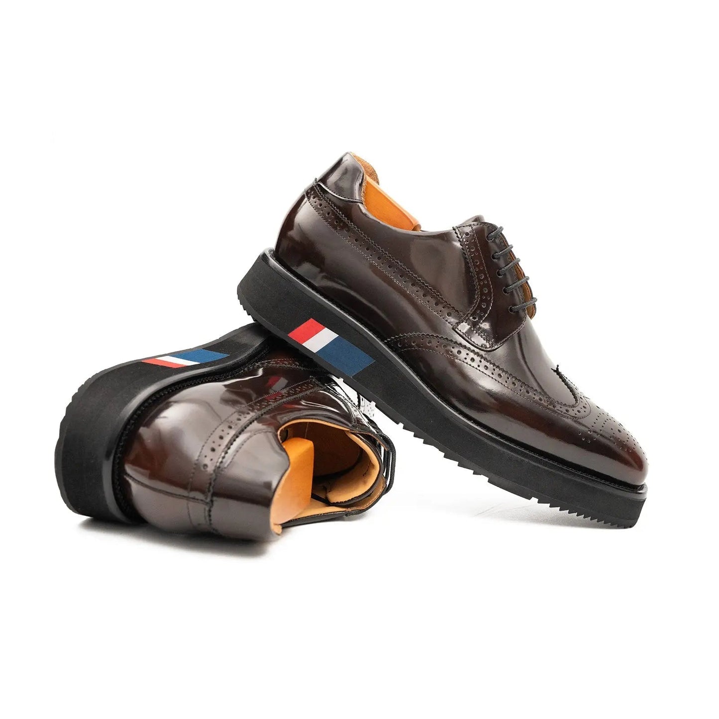 Brogue Wingtip Derby Burgundy Platform Shoe