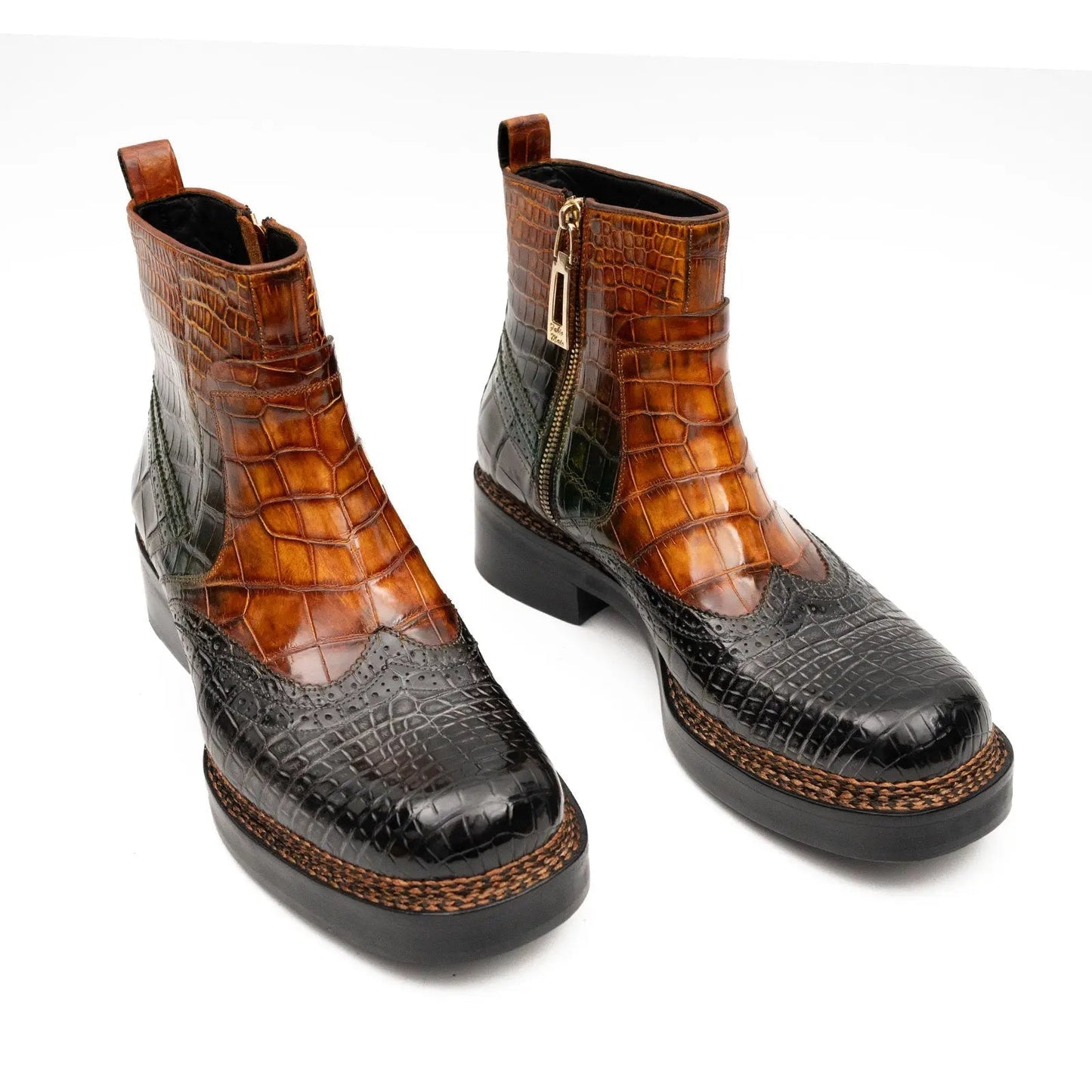 Brown Crocodile Leather Boots Goodyear Norwegian Welt 8013