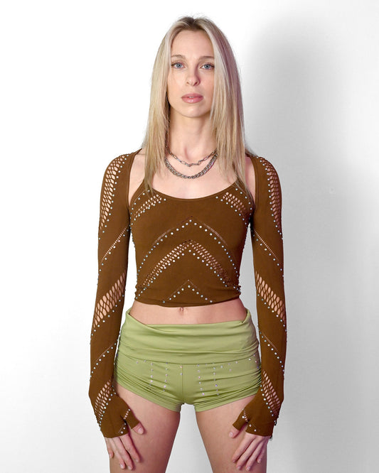 Brown Halter Bolero Set