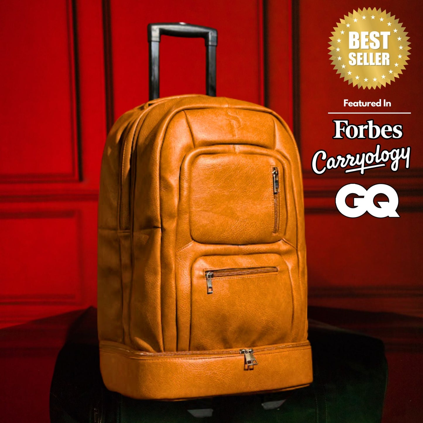 Brown Leather Roller Bag Set