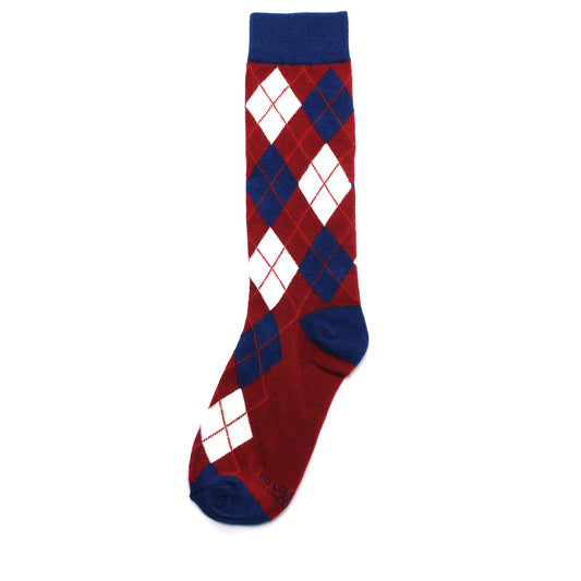 Burgundy and Navy Argyle Socks