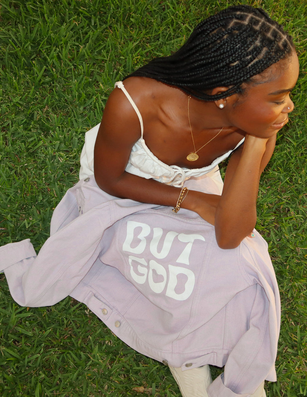 But God Cropped Denim Jacket - Concordia Style Boutique